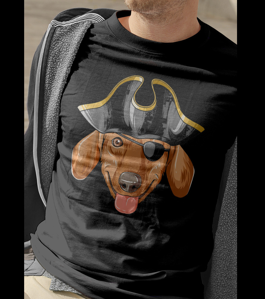 Pirate Dachshund With Pirates Hat And Eye Patch T-Shirt
