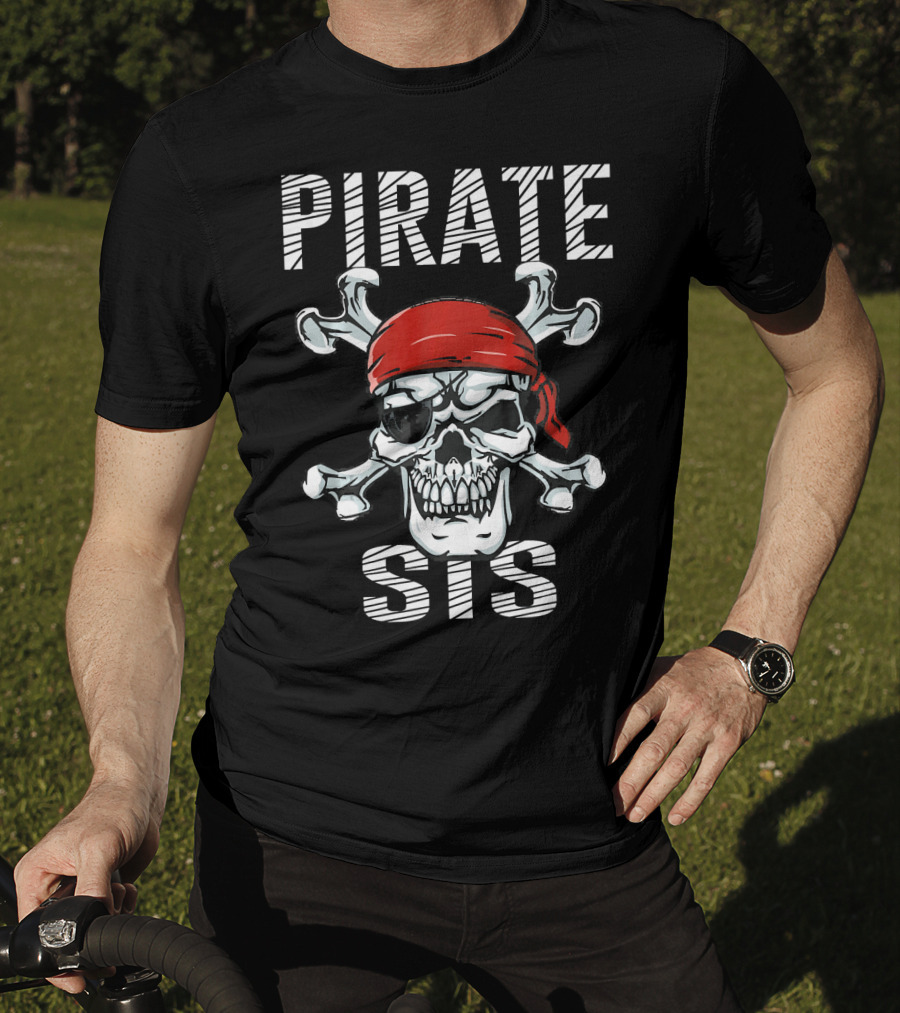 PIRATE SIS Skull Crossbones Red Bandana T-Shirt