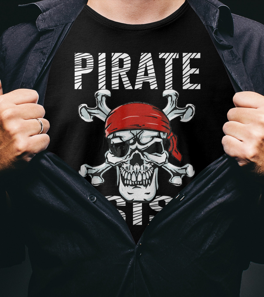 PIRATE SIS Skull Crossbones Red Bandana T-Shirt