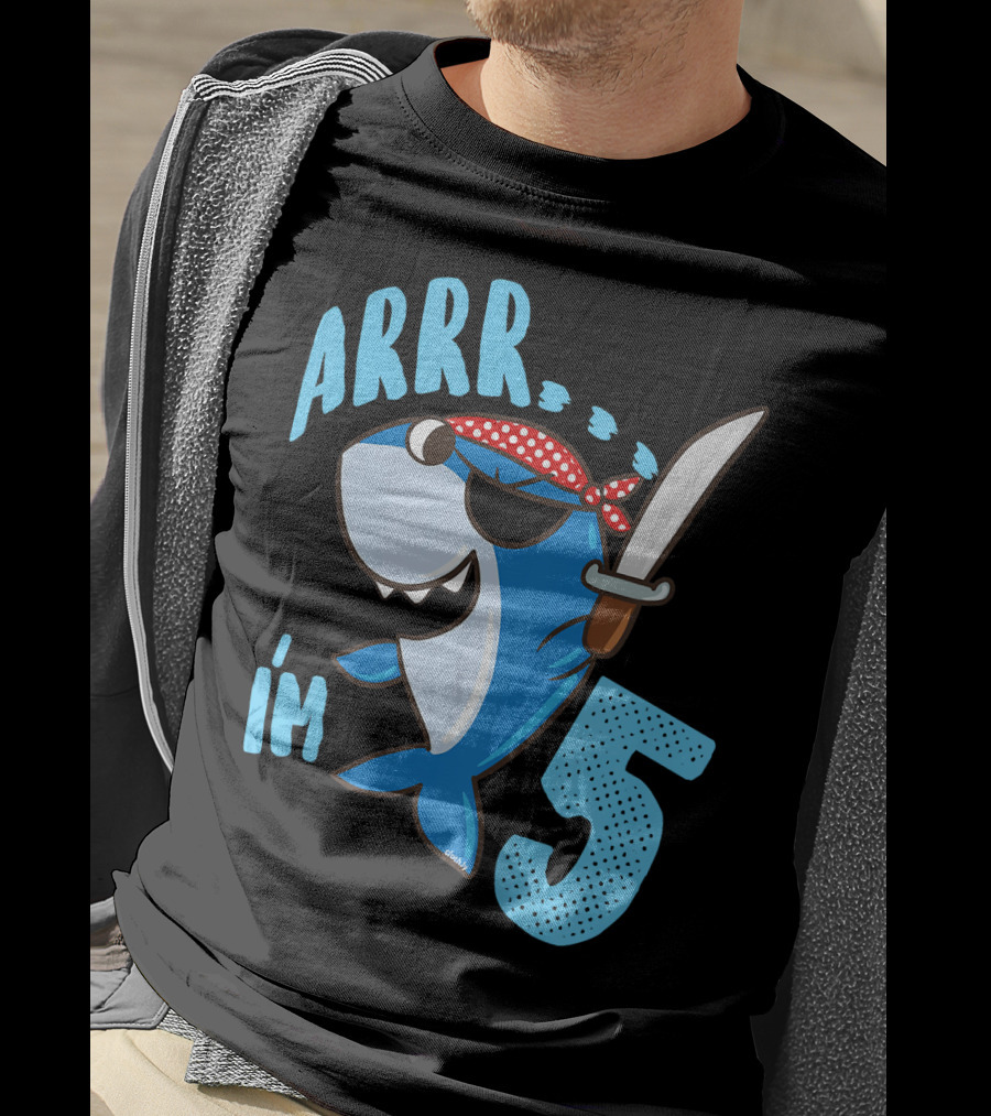 ARRR I'm 5 Boys Shark Pirate Birthday Idea T-Shirt