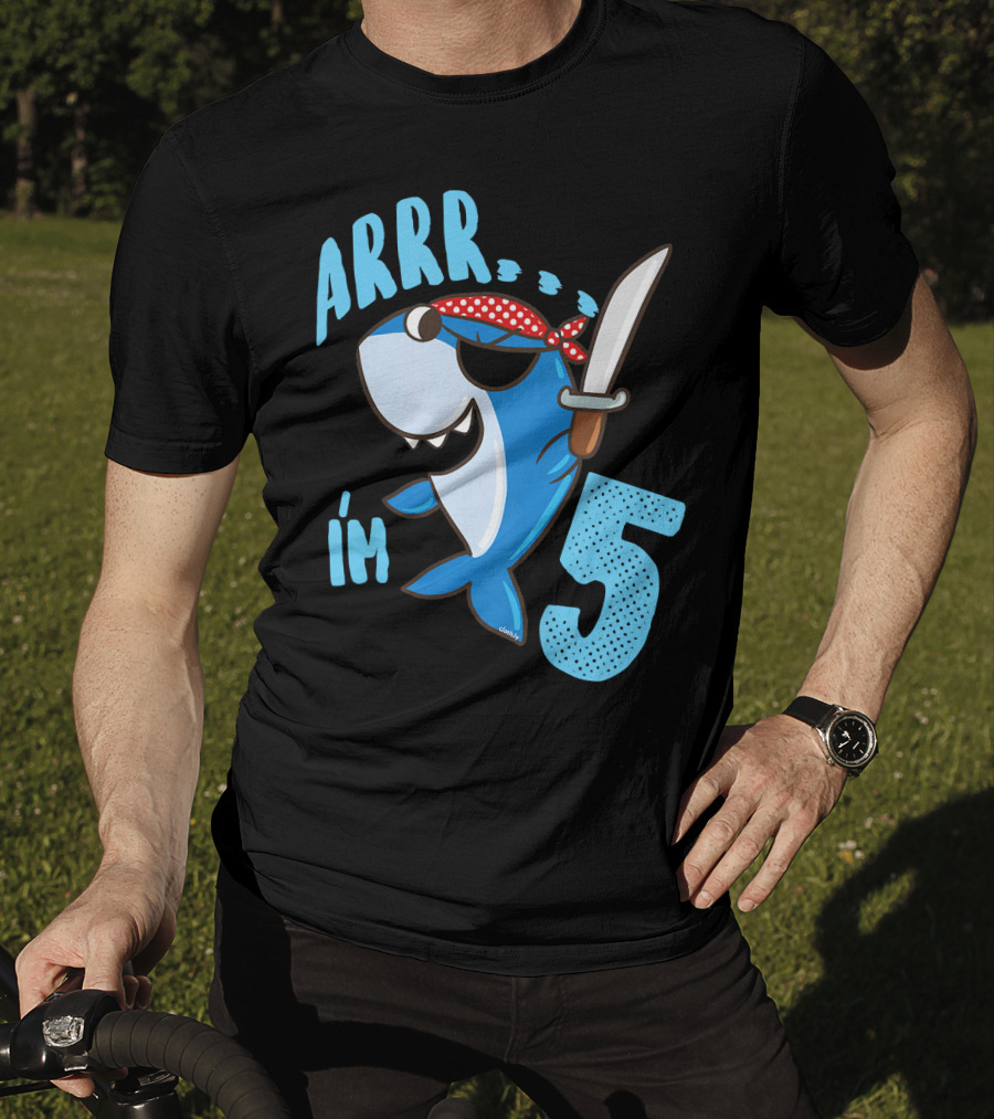 ARRR I'm 5 Boys Shark Pirate Birthday Idea T-Shirt