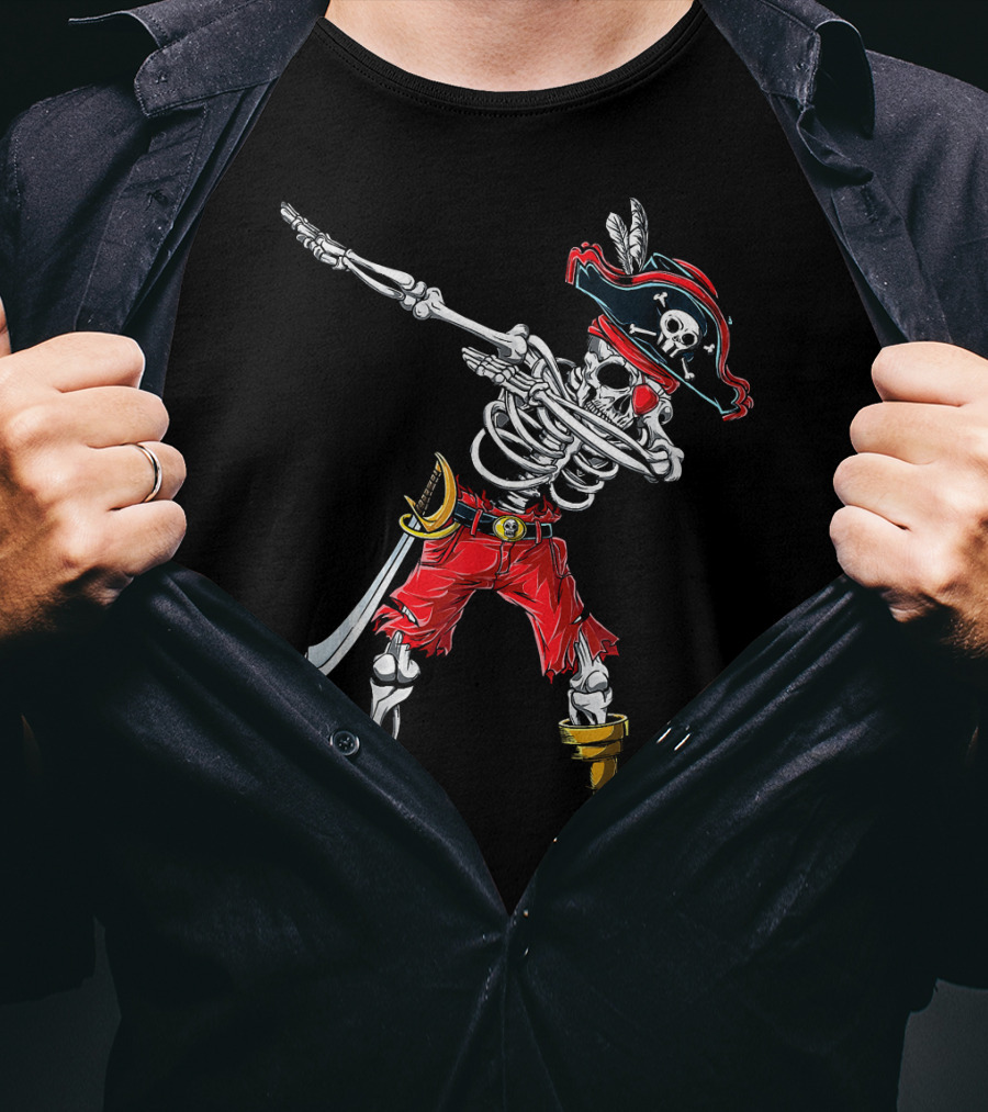 Dabbing Skeleton Pirate Dancing Halloween Kids Jol T-Shirt
