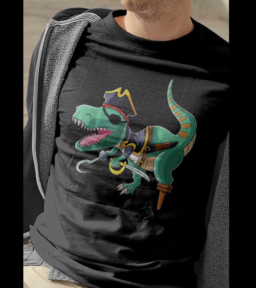 Pirate Rex Dinosaur With Hook And Peg Leg T-Shirt