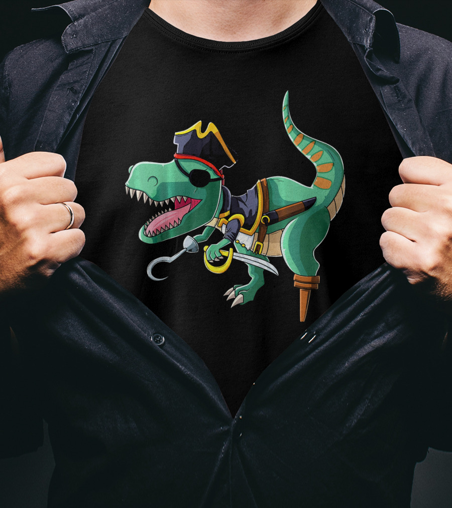Pirate Rex Dinosaur With Hook And Peg Leg T-Shirt