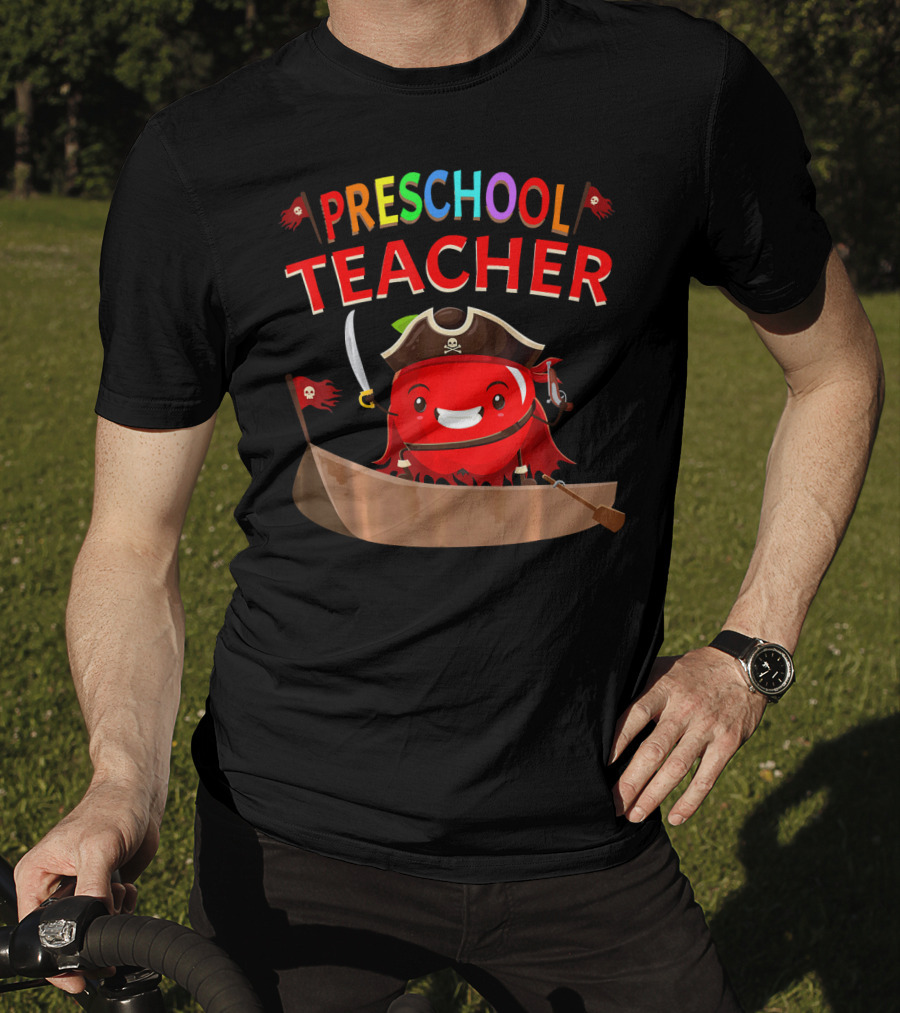 Preschool Teacher Pirate Apple Costume Halloween T-Shirt