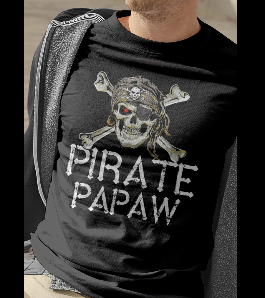 Pirate Papaw Skull Crossbones Eyepatch Bandana T-Shirt