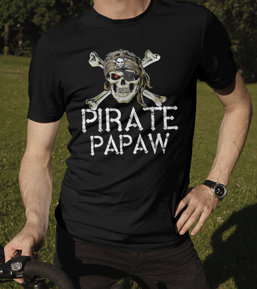 Pirate Papaw Skull Crossbones Eyepatch Bandana T-Shirt
