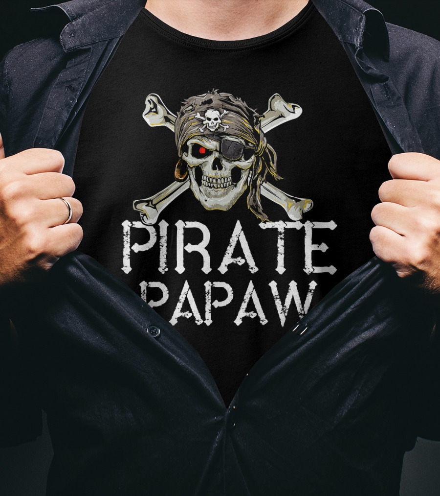 Pirate Papaw Skull Crossbones Eyepatch Bandana T-Shirt