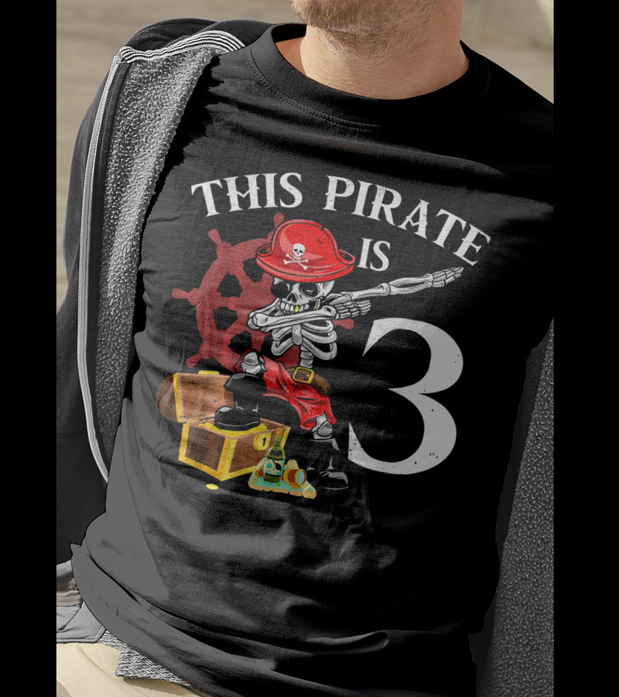 This Pirate Is 3 Funny Dabbing Pirate Birthday T-Shirt