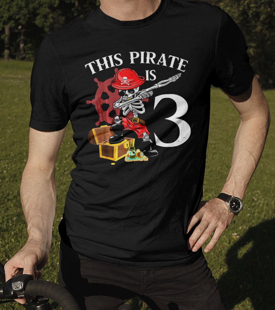 This Pirate Is 3 Funny Dabbing Pirate Birthday T-Shirt