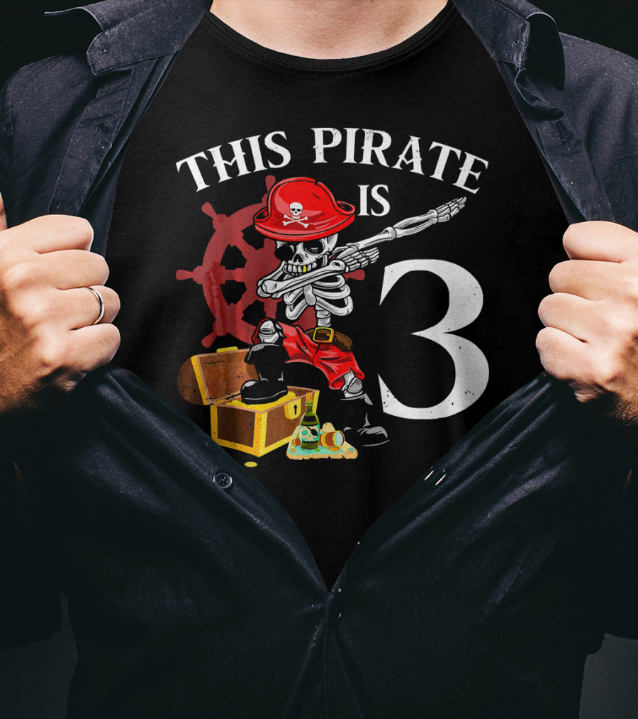 This Pirate Is 3 Funny Dabbing Pirate Birthday T-Shirt