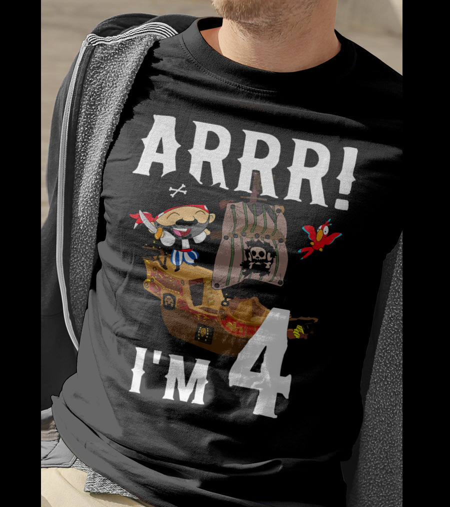 ARRR I'm 4 Pirate Birthday Kids T-Shirt