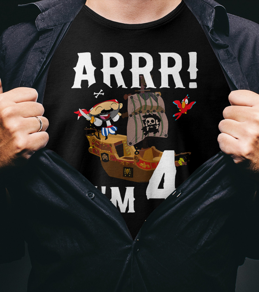 ARRR I'm 4 Pirate Birthday Kids T-Shirt
