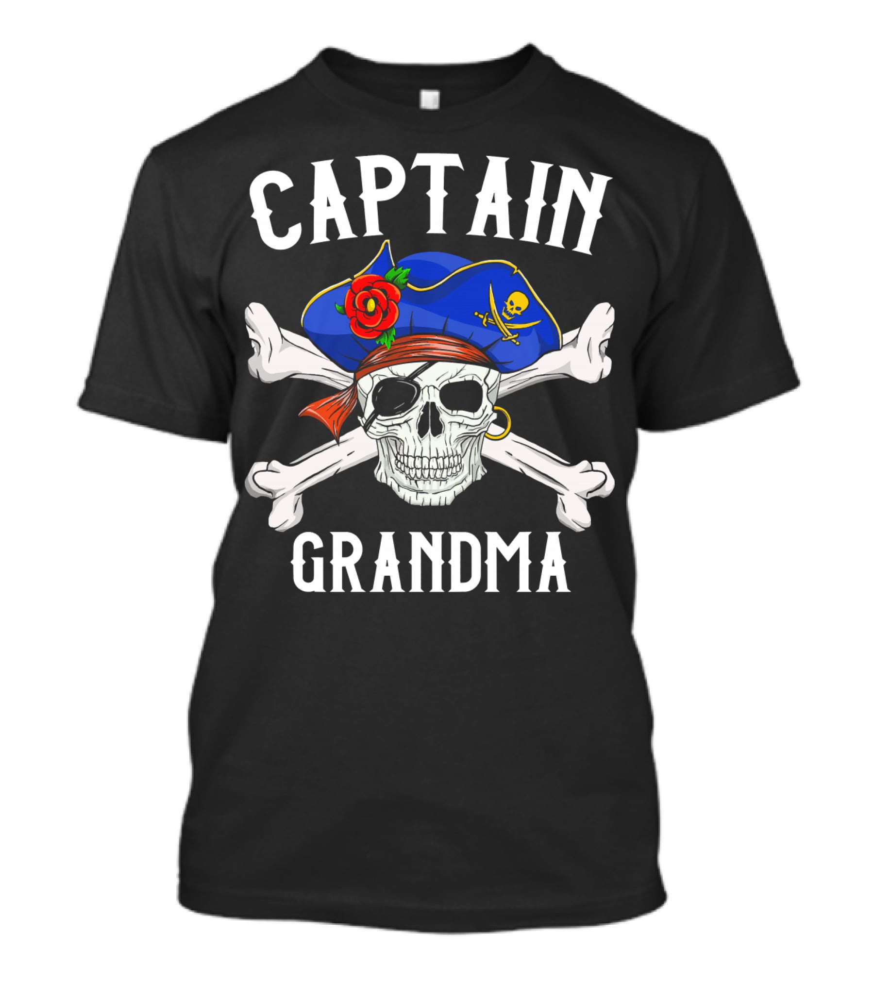 Captain Grandma Funny Pirate Skull Crossbones T-Shirt