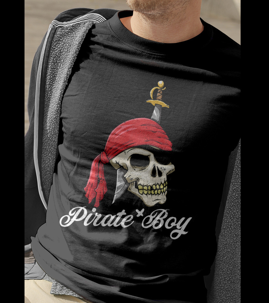 Pirate Boy Funny Jolly Roger Skull And Crossbone T-Shirt