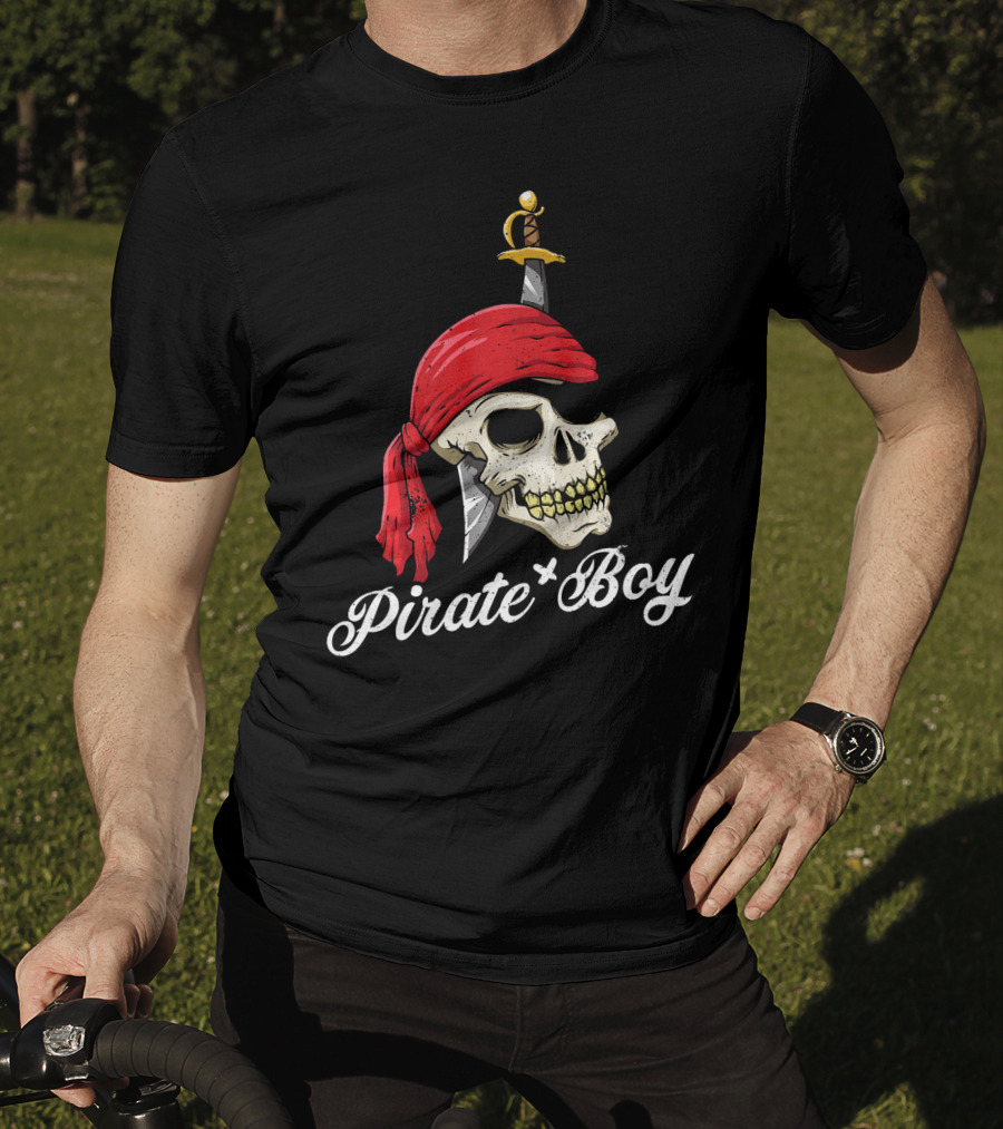 Pirate Boy Funny Jolly Roger Skull And Crossbone T-Shirt