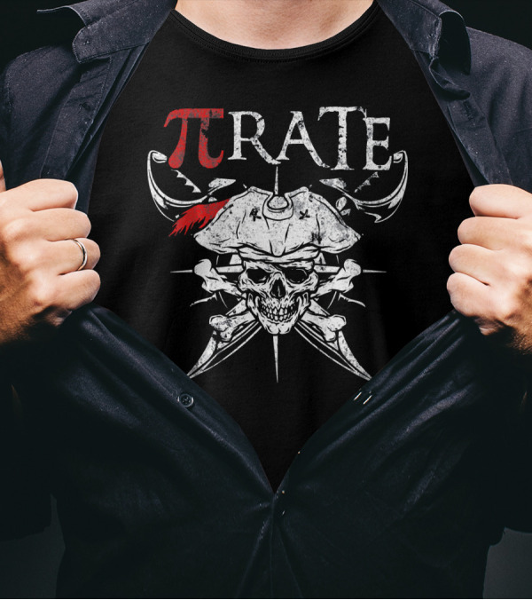 Pi Rate Pirate Skull With Crossbones Math Humor National Pi Day T-Shirt