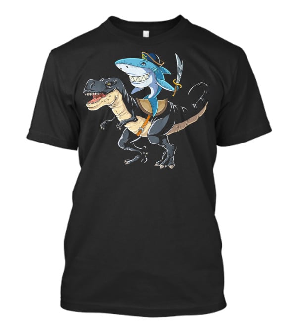Pirate Shark Riding Dinosaur T-Shirt