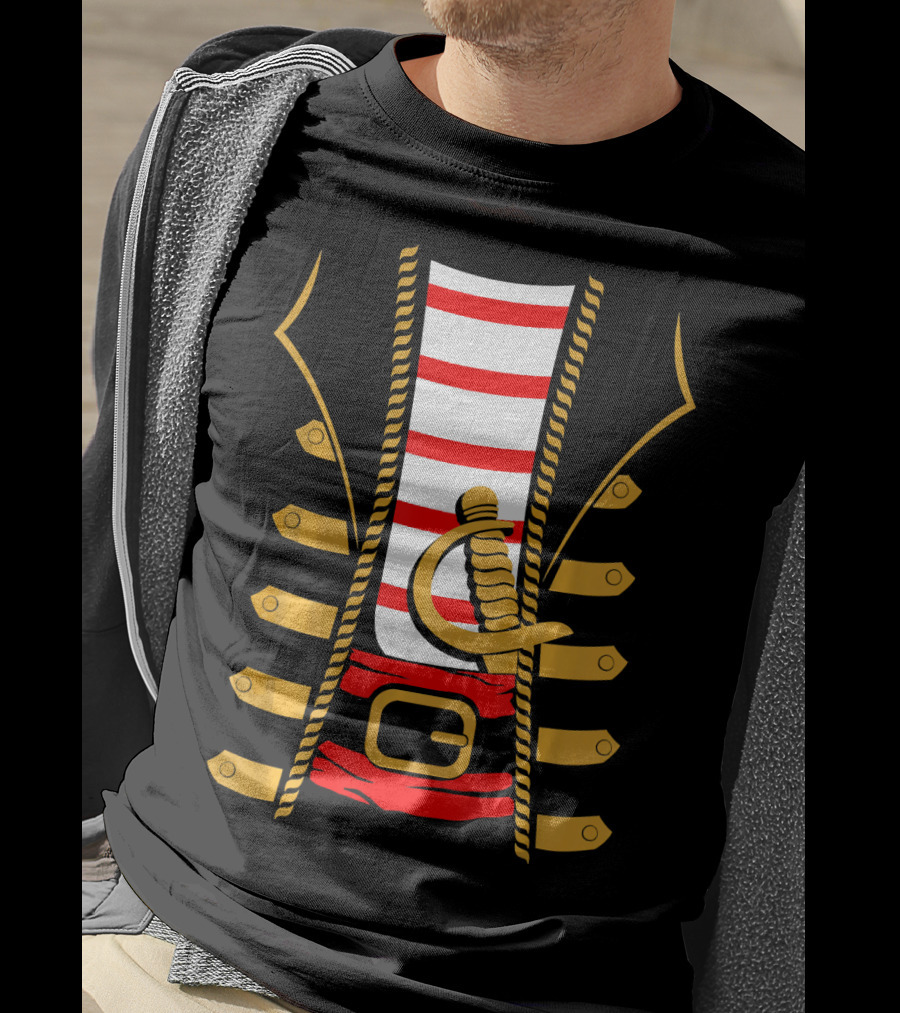 Pirate Halloween Costume Sword Striped T-Shirt
