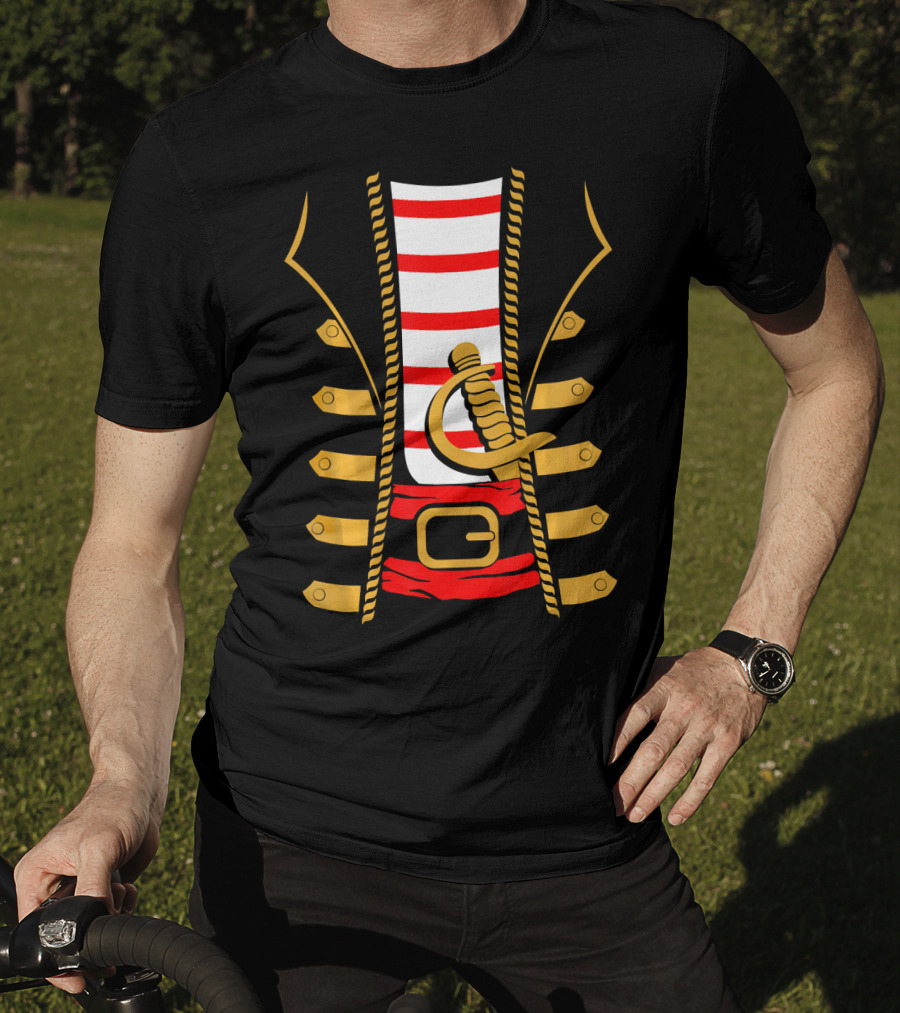 Pirate Halloween Costume Sword Striped T-Shirt