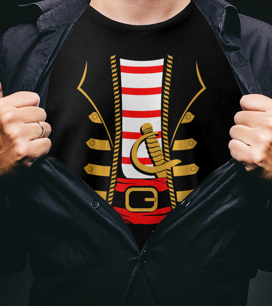 Pirate Halloween Costume Sword Striped T-Shirt