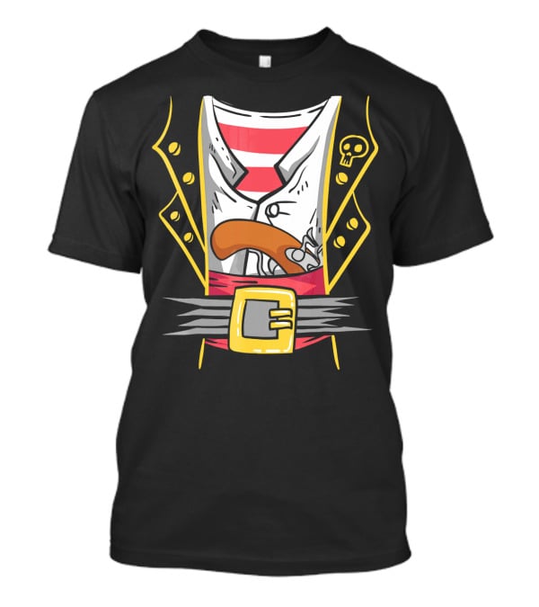 Halloween Pirate Skull Jacket Pistol Belt Costume T-Shirt