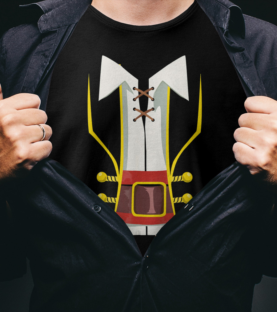Pirate Buccaneer Halloween Costume Corset Vest Buckle T-Shirt