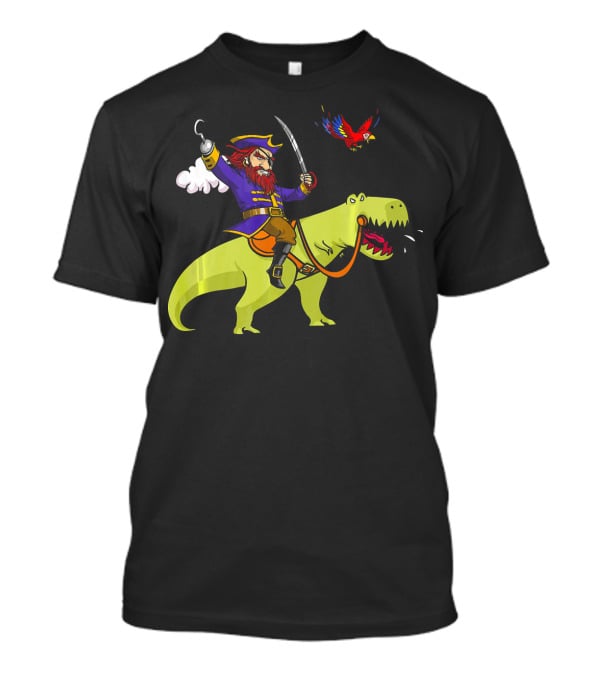 Pirate Sailor Rides T-Rex Dinosaur With Parrot T-Shirt