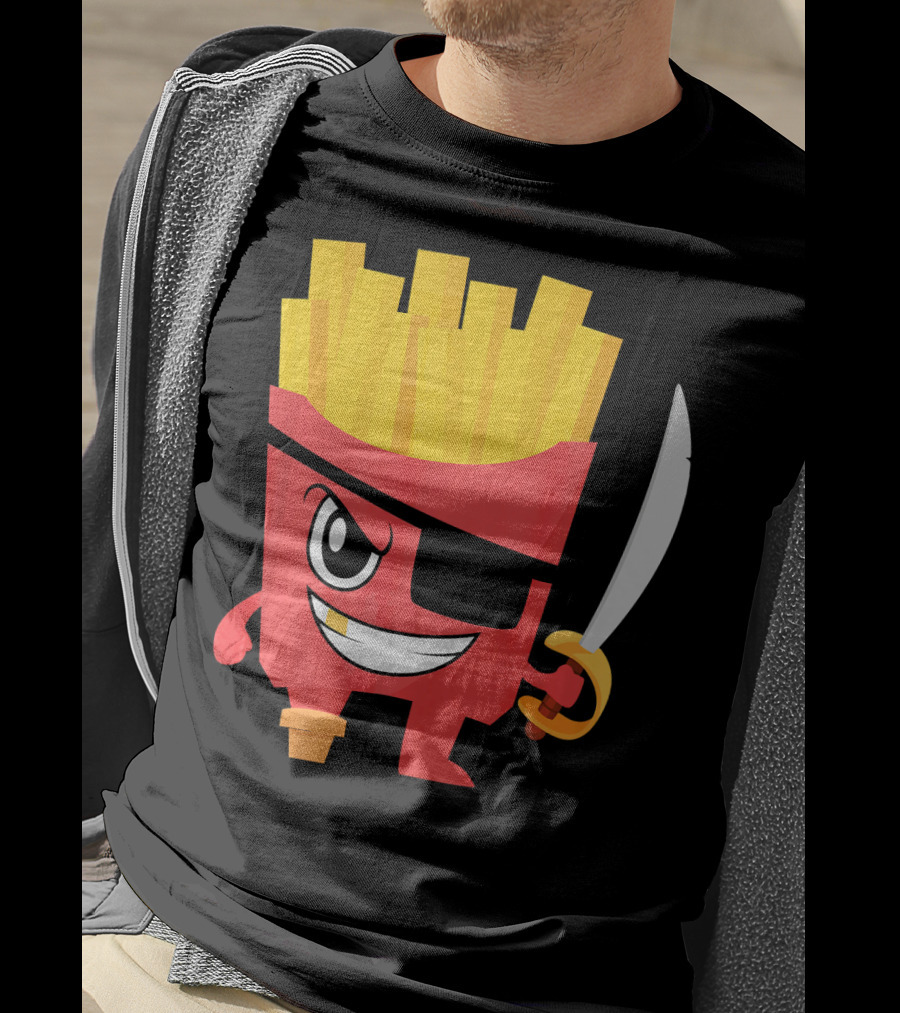 Pirate French Fry Box With Eyepatch And Sword T-Shirt