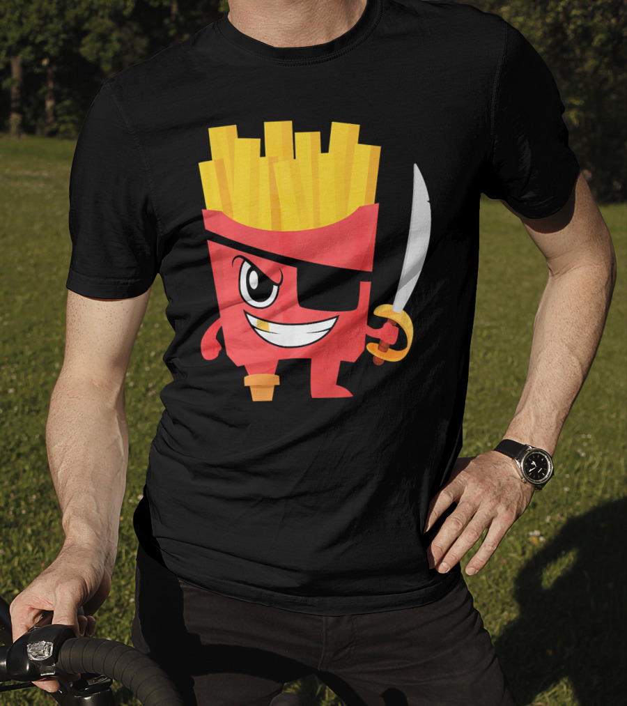 Pirate French Fry Box With Eyepatch And Sword T-Shirt