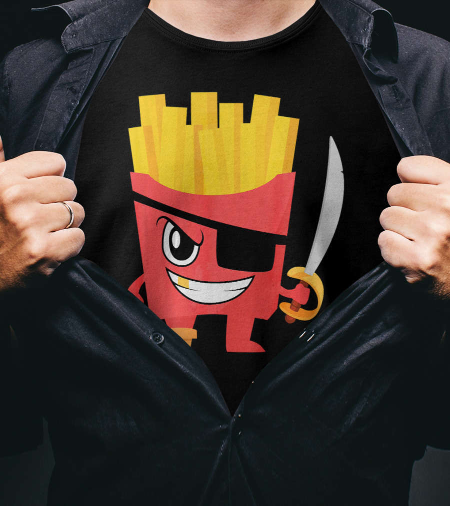 Pirate French Fry Box With Eyepatch And Sword T-Shirt