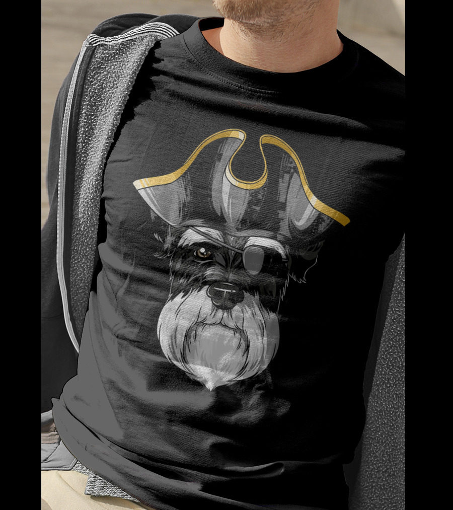 Pirate Schnauzer With Eyepatch And Pirate Hat T-Shirt