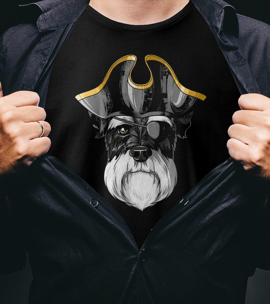 Pirate Schnauzer With Eyepatch And Pirate Hat T-Shirt