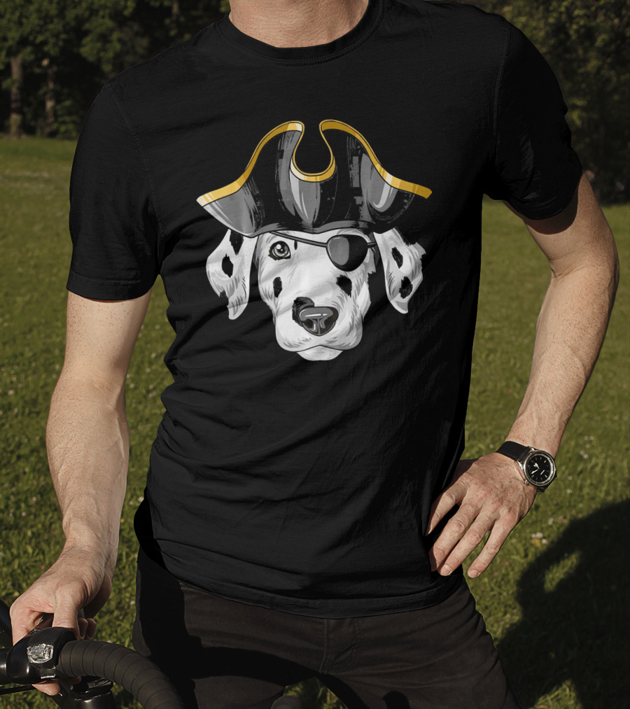 Pirate Dalmatian Eyepatch Tricorn Hat Dalmatian T-Shirt