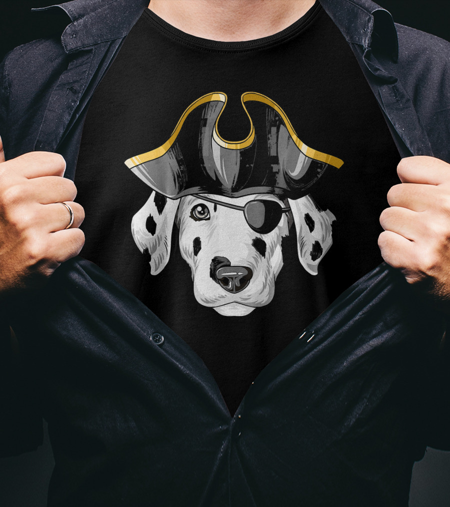 Pirate Dalmatian Eyepatch Tricorn Hat Dalmatian T-Shirt