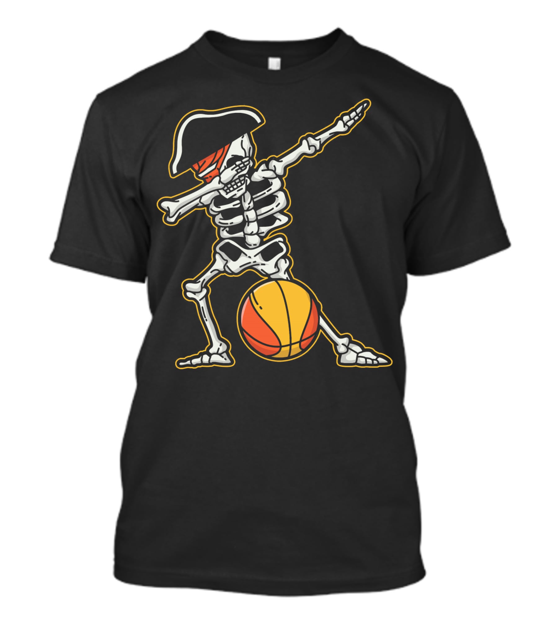 Skeleton Pirate Dabbing With Basketball Cool T-Shirt