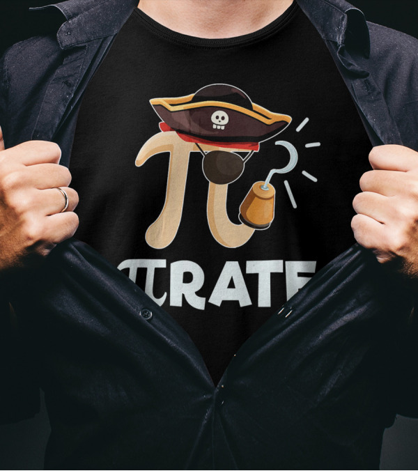 Pi Pirate Pi Day Math Pun Pirate Hat Hook T-Shirt