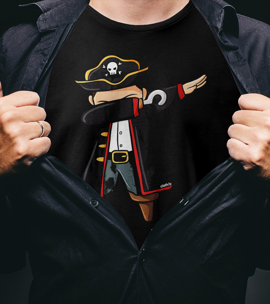 Dabbing Pirate Skull Hat Hook Arm Funny Pirates Dab T-Shirt