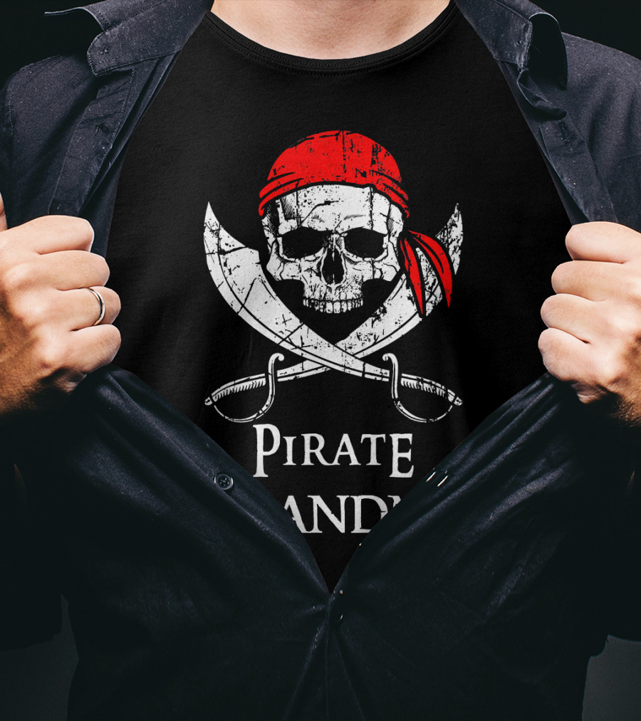 Pirate Grandma Skull Bandana Crossed Swords Flag T-Shirt