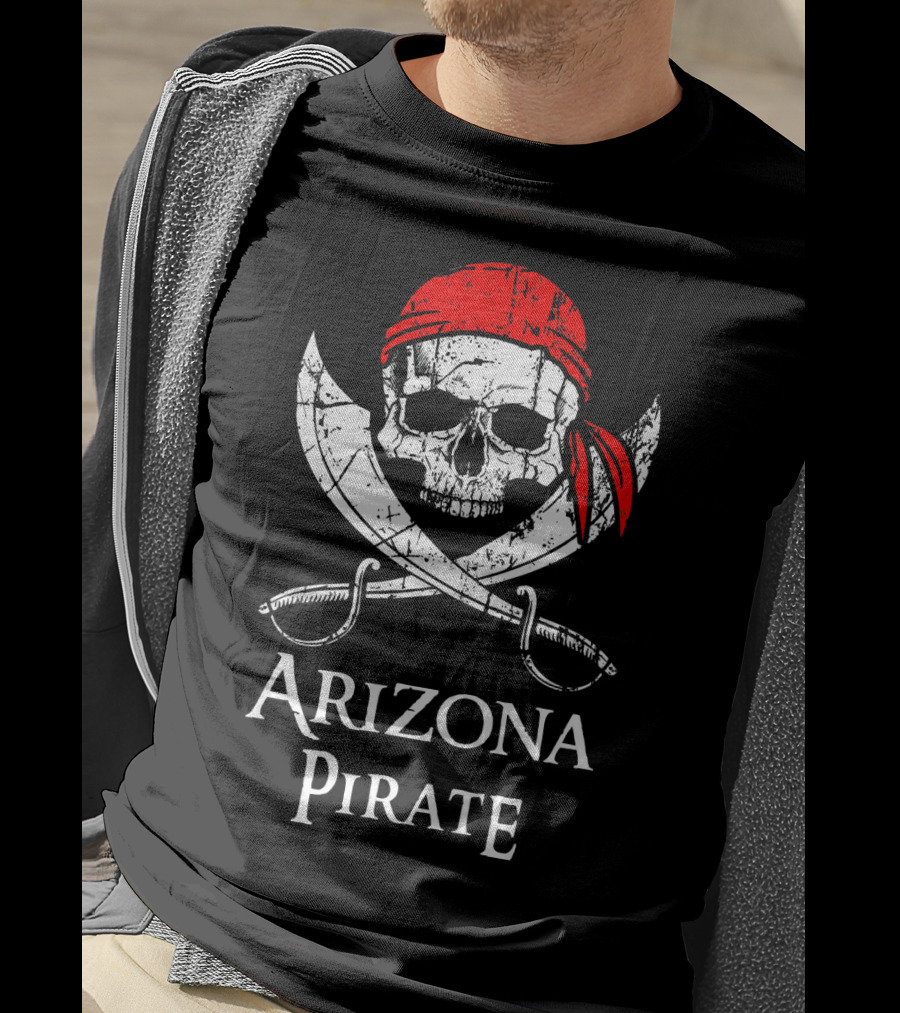 Arizona Pirate Skull And Crossed Swords Flag T-Shirt