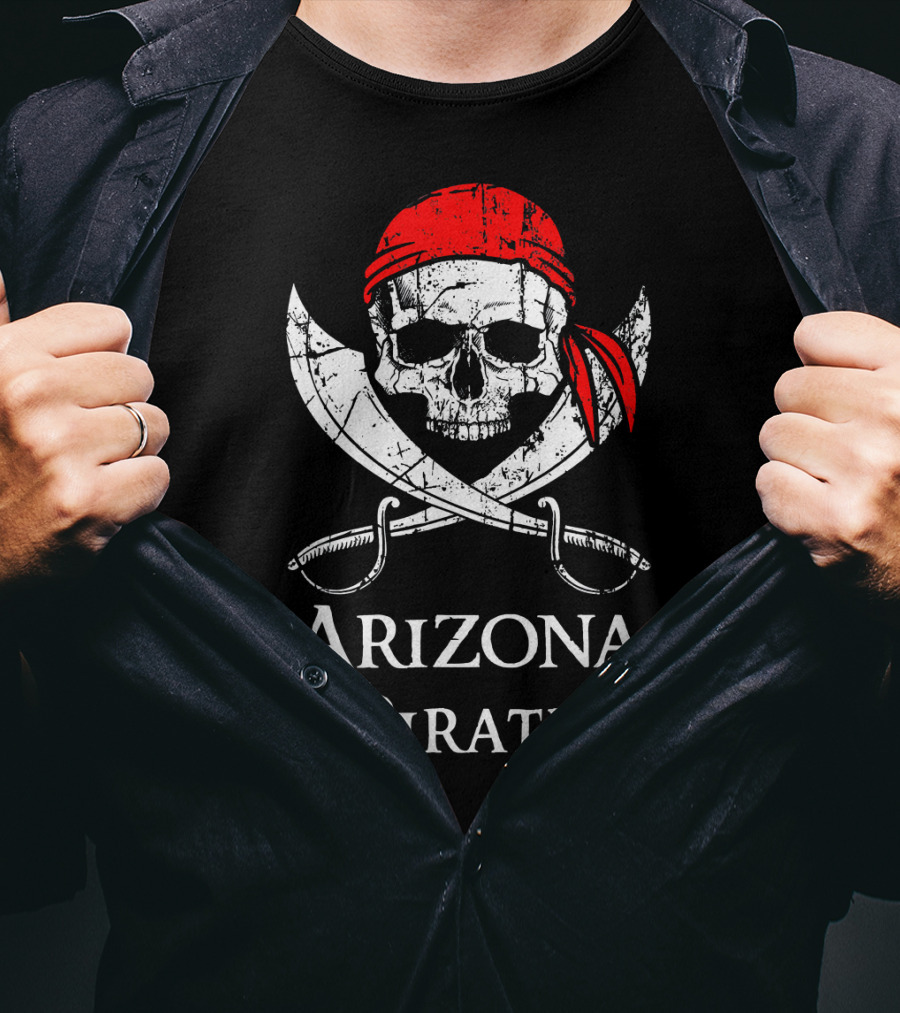 Arizona Pirate Skull And Crossed Swords Flag T-Shirt