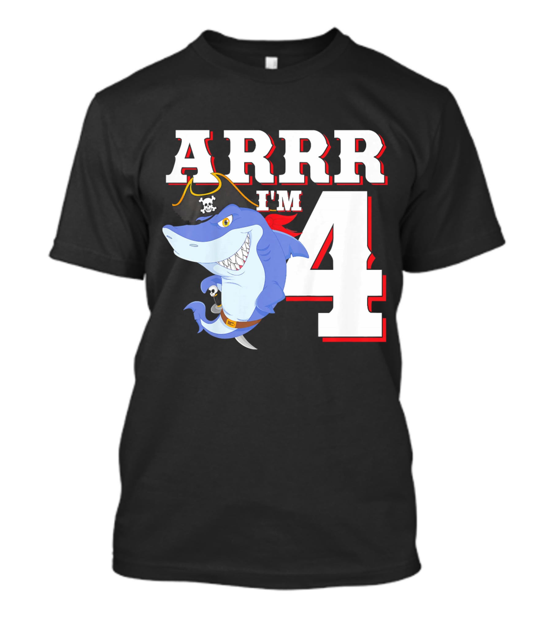 ARRR I'm 4 Kids Pirate Shark Birthday T-Shirt