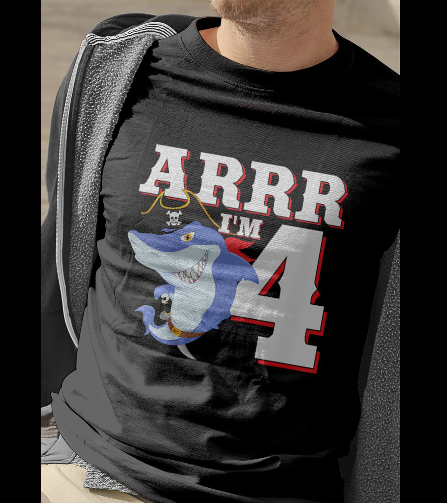 ARRR I'm 4 Kids Pirate Shark Birthday T-Shirt