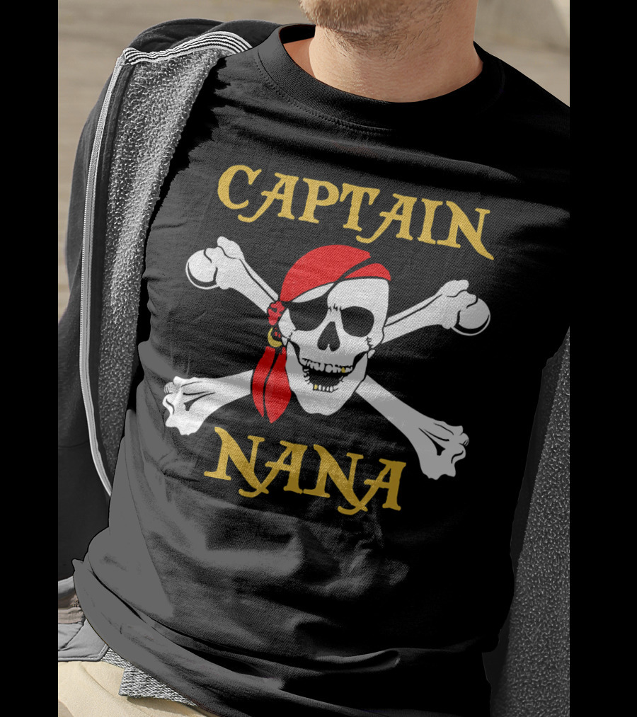 Captain Nana Pirate Skull With Red Bandana T-Shirt