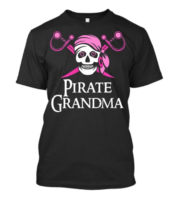 Pirate Grandma Pink Skull And Crossbones T-Shirt
