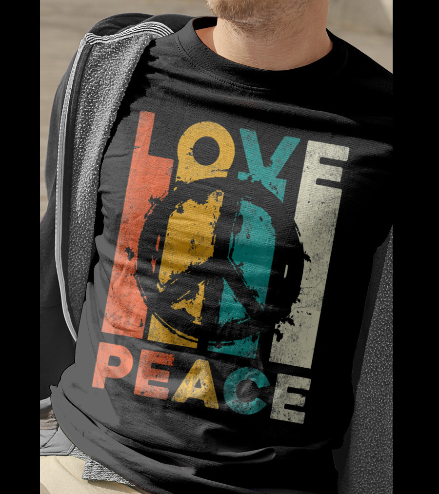 Love Peace Retro 60s 70s Vibe With Tie Dye Peace Sign T-Shirt