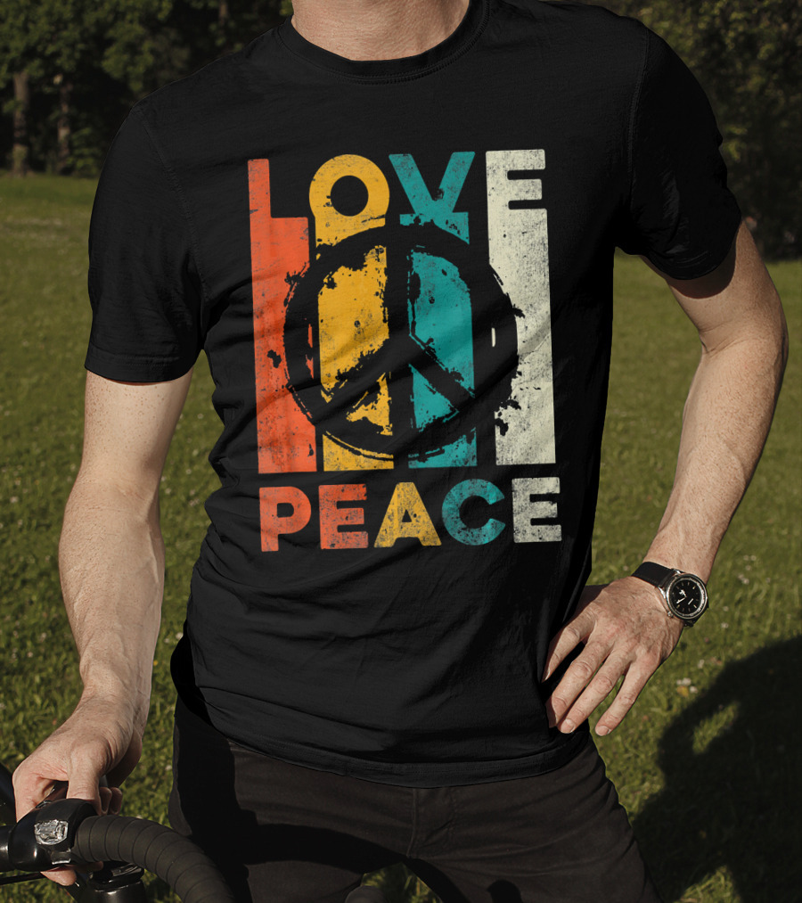 Love Peace Retro 60s 70s Vibe With Tie Dye Peace Sign T-Shirt