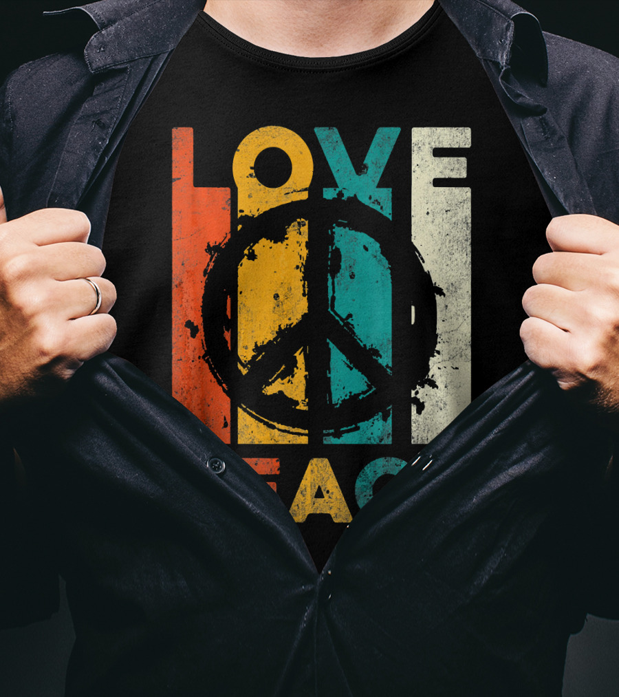Love Peace Retro 60s 70s Vibe With Tie Dye Peace Sign T-Shirt