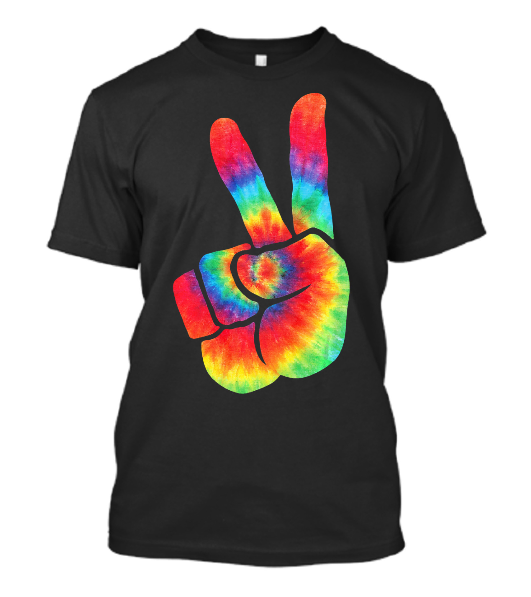 Hippie Peace Tie Dye Colortone V Sign T-Shirt