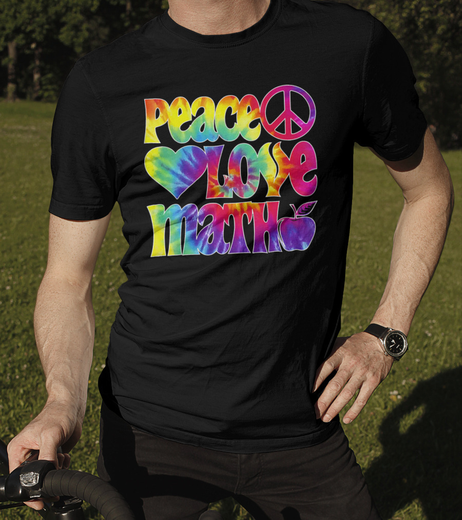 Peace Love Math Teacher Tie-Dye Symbols T-Shirt